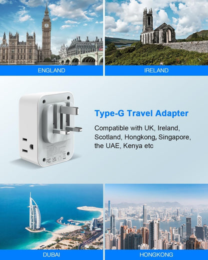 2 Pack European Travel Plug Adapter, VYLEE International Travel Adapter with 2 Outlets 4 USB Ports(2 USB C), 6 in 1 Type C Travel Essentials Charger for US to Most of Europe EU Italy Spain France