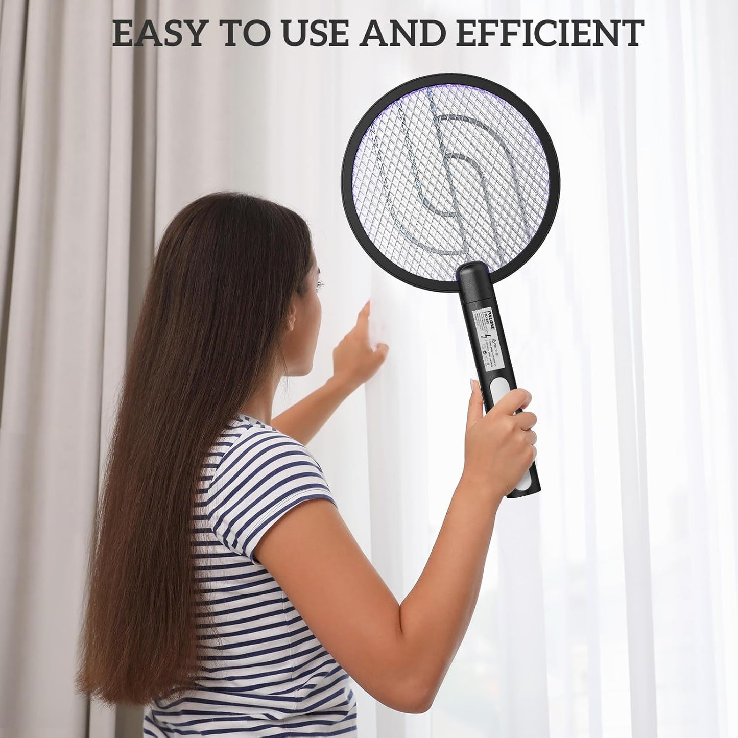 PALONE Bug Zapper Racket, 4000V Electric Fly Swatter, 2 in 1 Electric Zapper with USB Rechargeable, Fly Zapper for Kitchen, Home, Garden