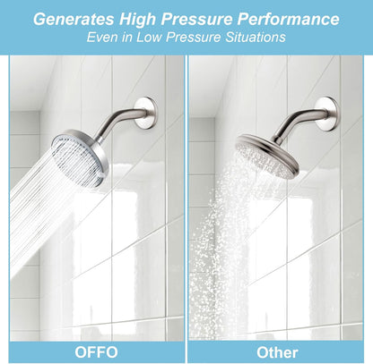 OFFO Shower Head, High Pressure Shower Head with 6 Mode, Fixed Showerheads for Strong Water Flow & Relaxing Shower Experience, Chrome