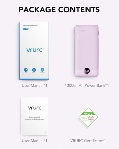 Portable Charger for iPhone, 10000mAh Power Bank with Built-in Cables & AC Wall Plug, USB C Phone Charger 5 Output External Battery Pack Compatible with iPhone Samsung Google Pixel Android -White