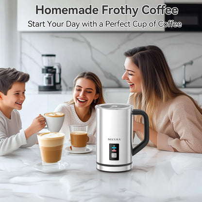 Secura Milk Frother, Electric Milk Steamer Stainless Steel, 16.9oz/500ml Automatic Hot and Cold Foam Maker and Milk Warmer for Latte, Cappuccinos, Macchiato, 120V
