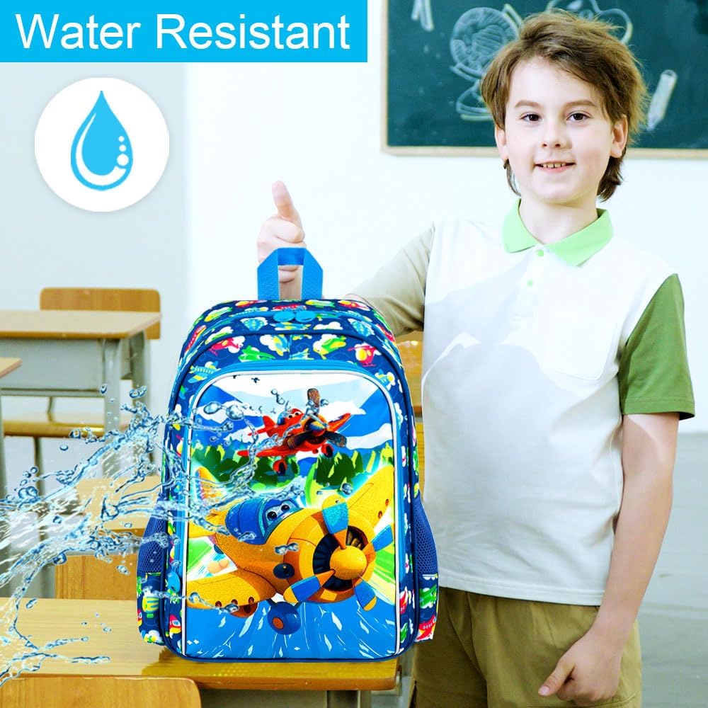 3pcs Backpack for Boys and Girls, 16” Kids Kindergarten Bookbag with Lunch Box, Cute Elementary Backpacks for Boy Girl