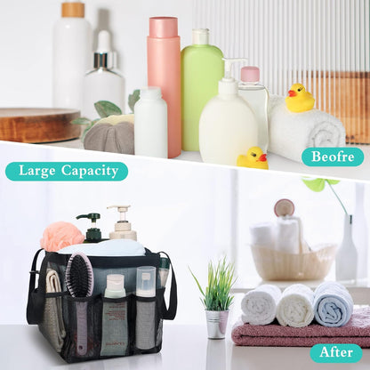 Attmu Mesh Shower Caddy Portable for College Dorm Room Essentials with 8 Pockets, Hanging Shower Caddy Basket Tote Bag Toiletry Accessories for Bathroom