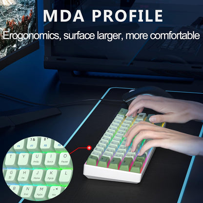 Fogruaden Full Size Mechanical Keyboard, Green Matcha Keyboard, Wired USB 104 Keys RGB Backlit Gaming Keyboard with Number Pad, Red Switches, NKRO Mechanical Keyboard for Windows Laptop PC Gamer