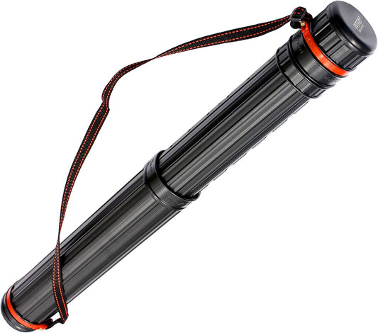 VViViD 17.5” - 29.5” inch Black Telescoping Storage Tube, with Carrying Strap, for Posters, Documents, Art, Blueprints, and More
