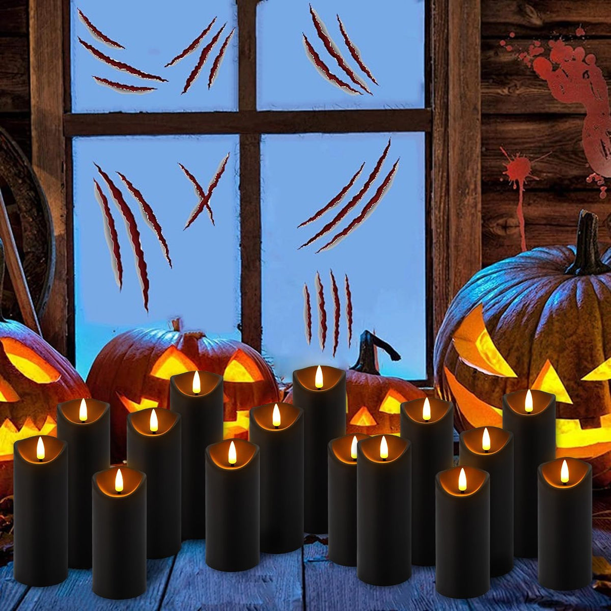 24 Pack Black LED Flameless Candles with Remote and Timer Realistic Flickering Battery Pillar Lights for Home Decor,Party,Idea Gift and Special Festivals