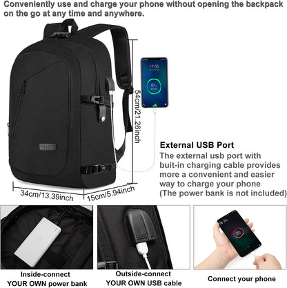 Laptop Backpack,Anti Theft Business Travel Backpack for Men Women Work Bag Slim Laptop Bag with USB Charging Port Lock,Durable Water Resistant Computer Bag Fits 15.6 Inch Laptop Notebook,Black