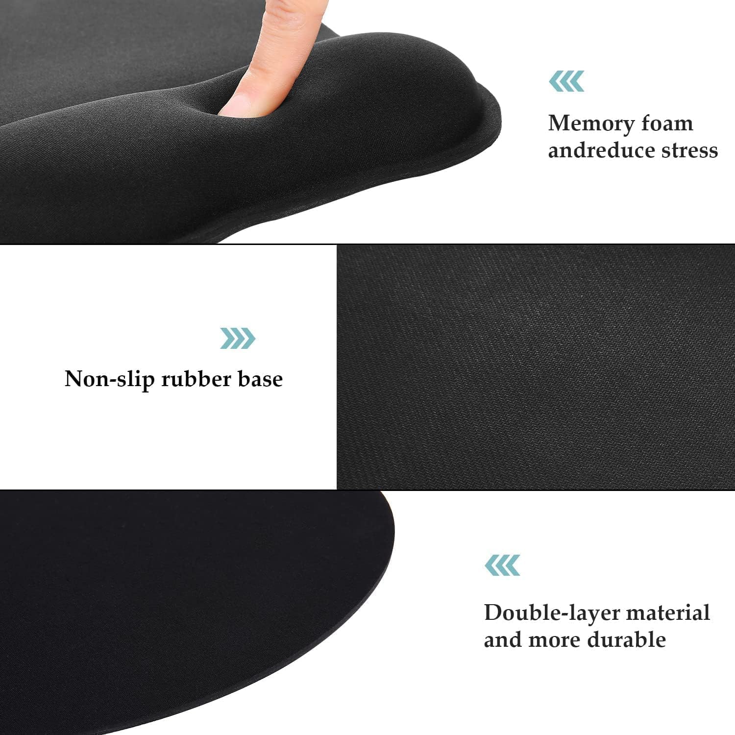 Ergonomic Mouse Pad with Wrist Support | Memory Foam Mousepad for Office and Gaming | Non-Slip Base Computer Mouse Pad | Smooth Tracking Desk Accessory | Comfortable Wrist Rest Mouse Pad - PuriLite
