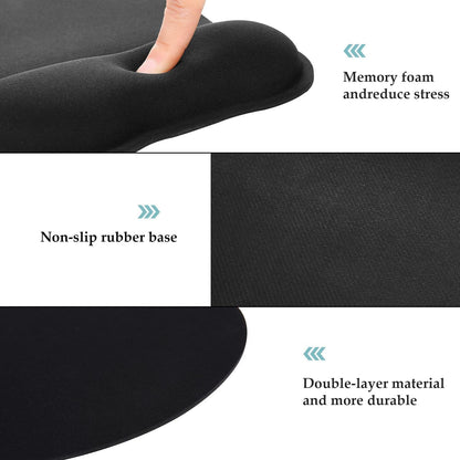 Ergonomic Mouse Pad with Wrist Support | Memory Foam Mousepad for Office and Gaming | Non-Slip Base Computer Mouse Pad | Smooth Tracking Desk Accessory | Comfortable Wrist Rest Mouse Pad - PuriLite
