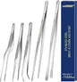 5 Pcs Cooking Fine Tweezers Tongs, Stainless Steel Food Tweezers Set, Professional Kitchen Long Tweezer for Cooking,Repairing,Sea Food,BBQ,Multi-use(12"and 6.3")
