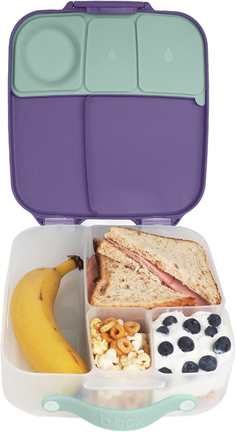 b.box 5-Compartment bento Style Lunch Box for Kids, Toddlers, Childrens, BPA-Free Food Storage Container with Cooler Pack, ON-The-GO Food Box with Handles Included Custom Divider, Lemon Twist