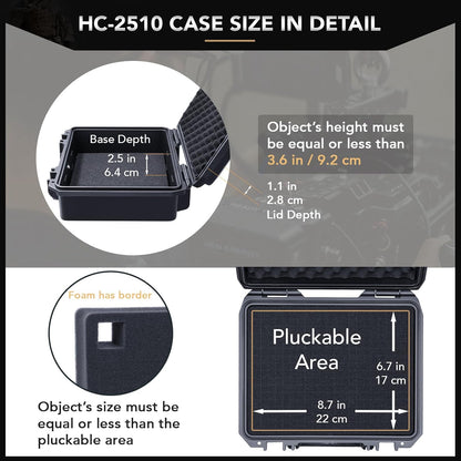 Lykus HC-2710 Portable Waterproof Hard Case with Foam, Camera Case with Customizable Fit Foam,Fit use of Drones,Camera, Equipments, Interior Size 27x16x8 cm