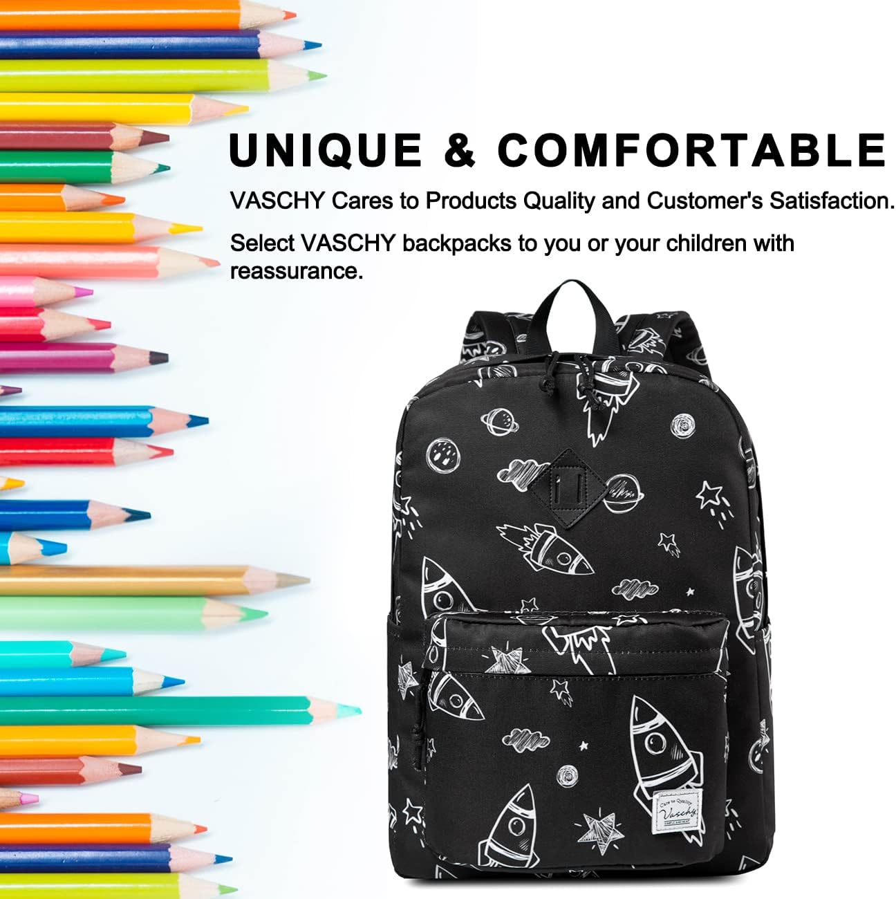 School Backpack for Kids, VASCHY Lightweight Water Resistant Casual Schoolbag Daypack for Men Women Teen Boys Girl Bookbag