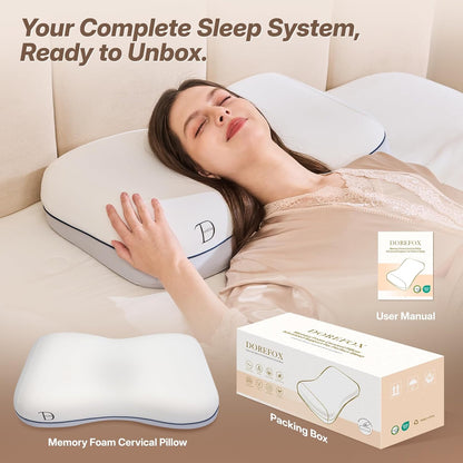 Cervical Neck Pillow for Neck & Shoulder Support, Adjustable Memory Foam Pillow with Customizable Height and Firmness, Ergonomic Pillow for Side, Back, Stomach and Combination Sleepers, White