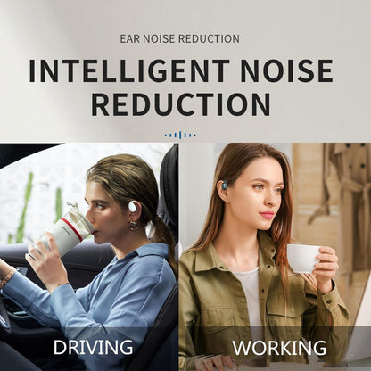 Sunffice Open Ear Bluetooth 5.3 Earpiece,Single-Ear Headset Hands-Free Earphones with Earhook,Noise-Cancellation Stereo Sound Sports Earbud for Office Driving Calling Compatible Android/iPhone(Black)