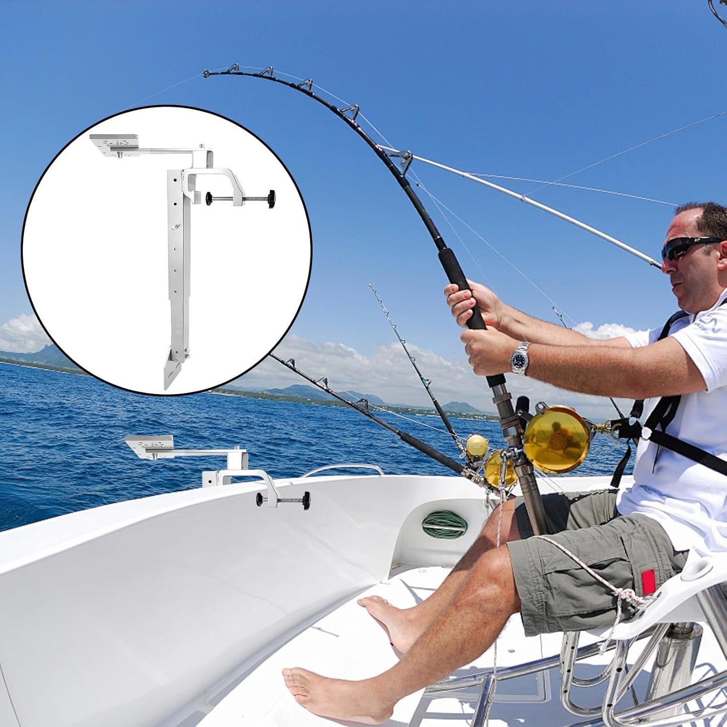 Kayak Fish Finder Mount, Upgraded Saltwater Fish Finder Bracket, 360° Rotation Height Adjustment Bracket for Boat Marine Saltwater Freshwater Fishing
