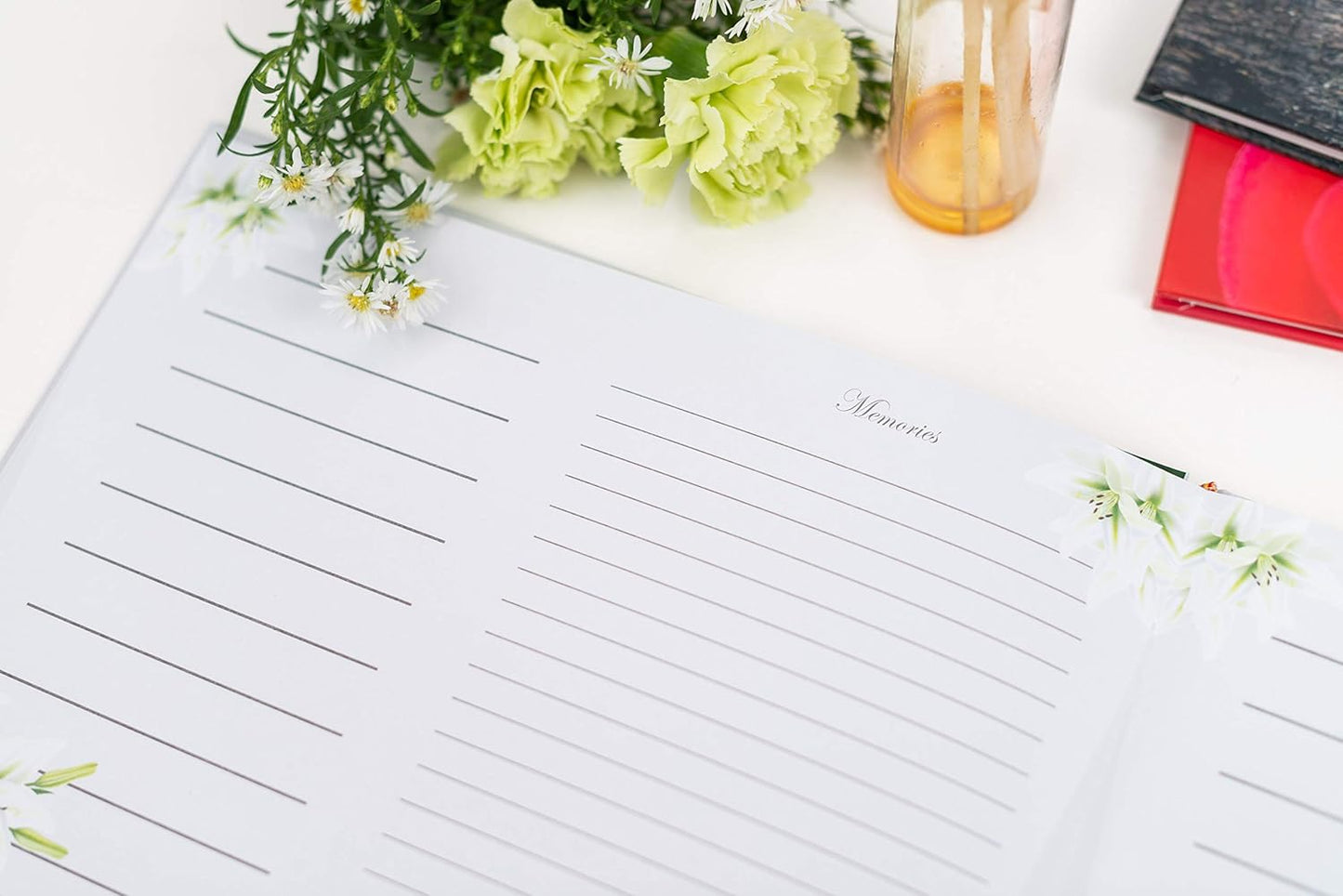 Customoffi Funeral Guest Book – Best for Memorial Service, Registry Book, Condolence and Bereavement Book – Classic and Elegant with 15 Sheets for Names and Memories