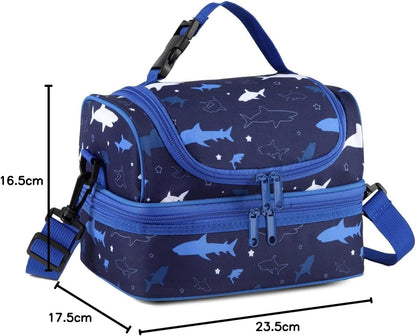 VASCHY Lunch Box Bag Men, Insulated Two Compartments Bento Cooler Bags for Adults/Women/Kids for School,Daycare,Kindergarten,Picnic Black