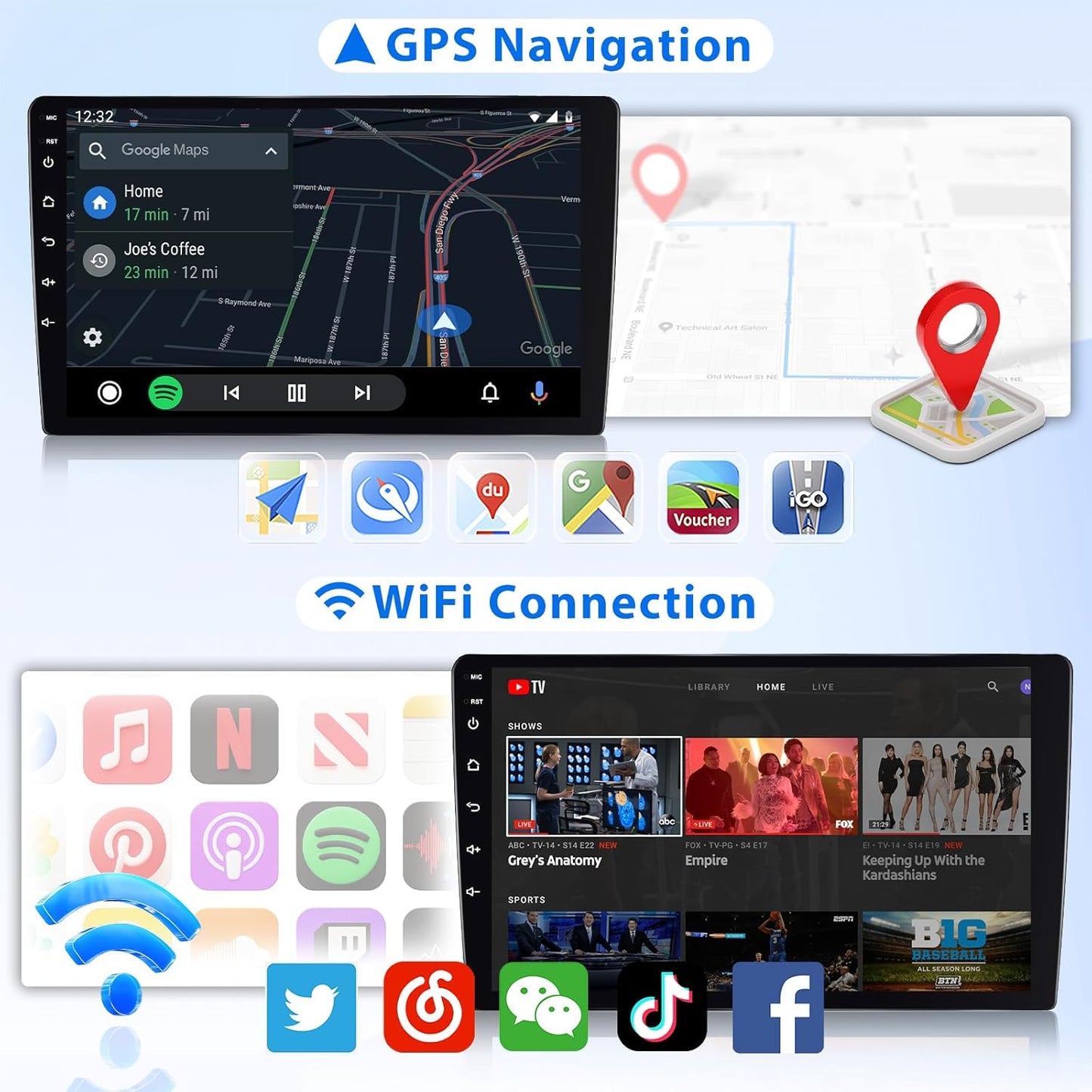 8 Core 6G 128G Android Car Stereo for Honda Civic 2006-2011 Wireless Carplay Android Auto, 10.1’’ Touchscreen Car Radio with Bluetooth GPS Navigation WiFi Mirror Link FM/RDS DSP AHD Backup Camera SWC