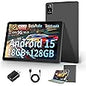 10 Inch Tablet, Android 15 Tablets with 18GB RAM+128GB ROM(Expand to 1TB), Octa Core 1280 * 800 IPS HD Display, 6000mAh Battery, Dual 5MP+8MP Camera, 5G/2.4G WiFi