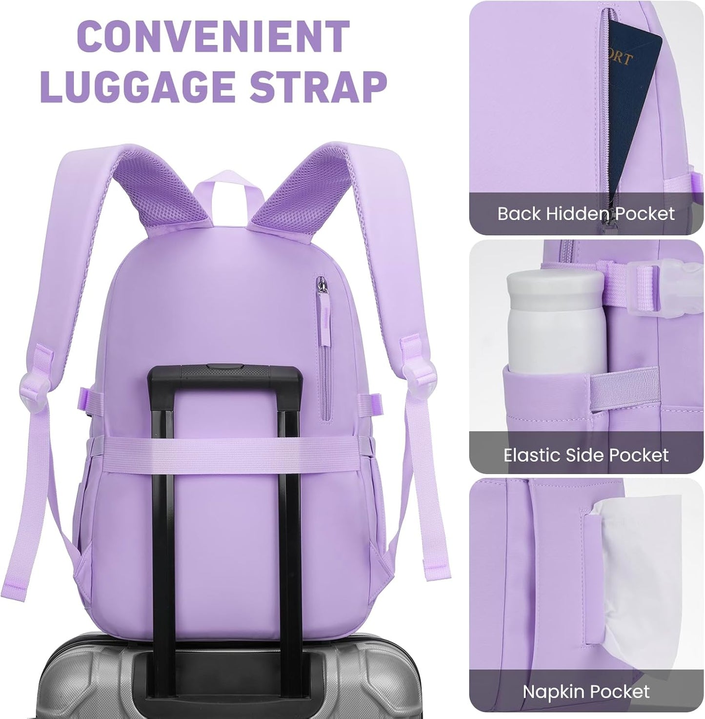 WINDARS Backpack for School Girls, Cute High School Backpacks for Teens Women Student Large Bookbag 15.6 Inch Laptop Bag with USB Charger Port for College Work Travel Trip (Beige Khaki)