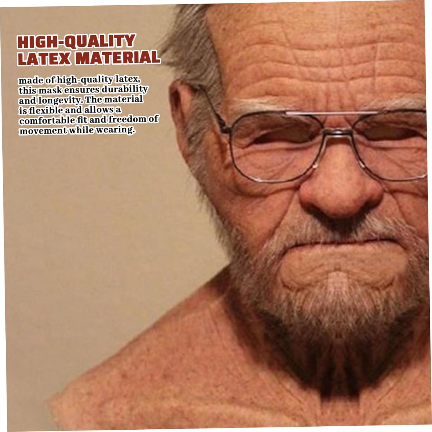Old Man Mask, Realistic Breathable Latex Mask, Scary Halloween Props for Party, Costume, Cosplay, Masquerade, Realistic