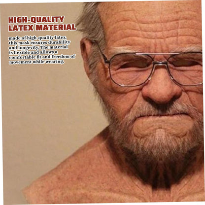Old Man Mask, Realistic Breathable Latex Mask, Scary Halloween Props for Party, Costume, Cosplay, Masquerade, Realistic