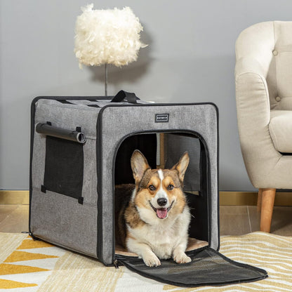 PETSFIT Soft Sided Dog Crate, Travel Dog Crate - 19 Inch Lightweight, Roomy, Easy to Set Up, Sturdy Portable Dog Kennel with Thick Mat, Navy Blue