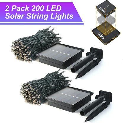 JMEXSUSS 2 Pack 75.5ft Orange Solar Christmas Lights, Total 400 LED Solar String Lights Outdoor Waterproof, 8 Modes Orange Halloween Lights for Tree Patio Garden Thanksgiving Halloween Decorations
