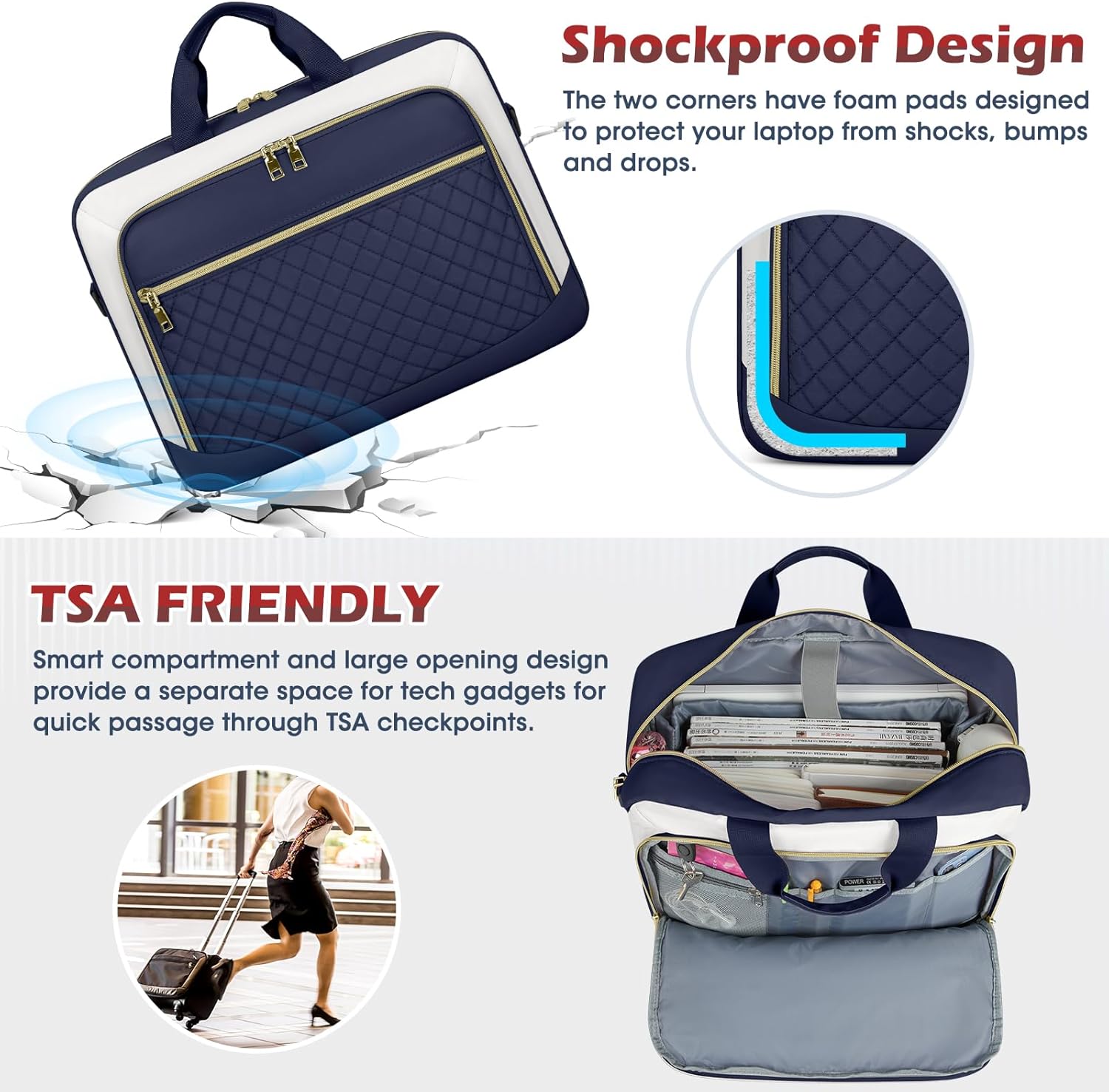 Laptop Bag 17 Inch Laptop Briefcase for Women Waterproof Computer Messenger Bag Professional Laptop Case for Business Work - PuriLite