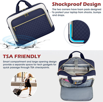 Laptop Bag 17 Inch Laptop Briefcase for Women Waterproof Computer Messenger Bag Professional Laptop Case for Business Work - PuriLite