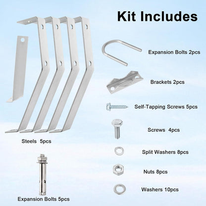 XRDS-RF 16 Inch Heavy-Duty Wall Mount Stand Off Mast for TV Antenna - Windproof Mounting Bracket (2-Leg + 2-Leg)
