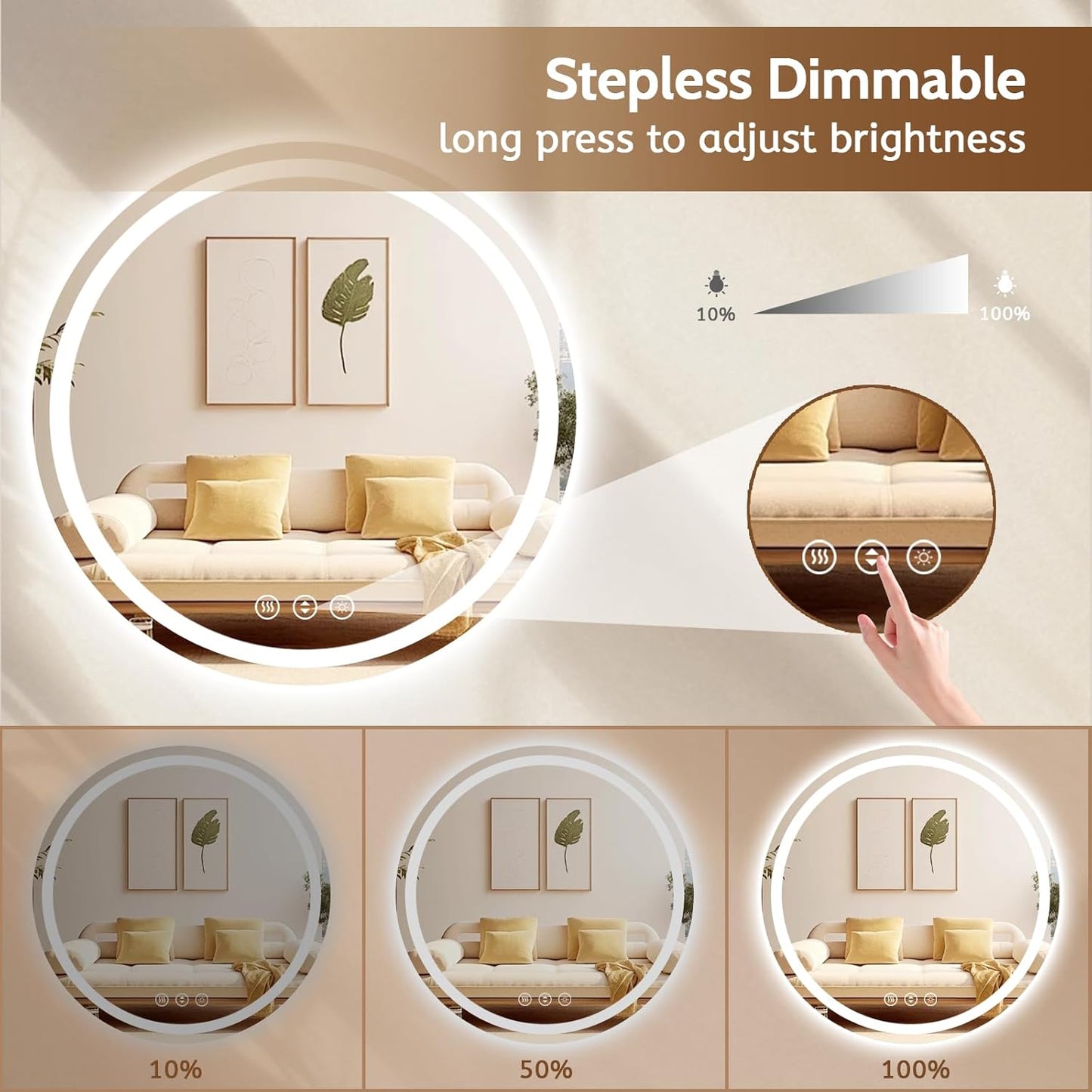 Lmsedf 24" x 32"Rectangle LED Bathroom Mirror with Lights, Backlit & Front Lighted, Wall-Mounted Vanity Mirror 3000K/4000K/6000K, Memory Functions, Anti-Fog, Dimmable Smart Mirror