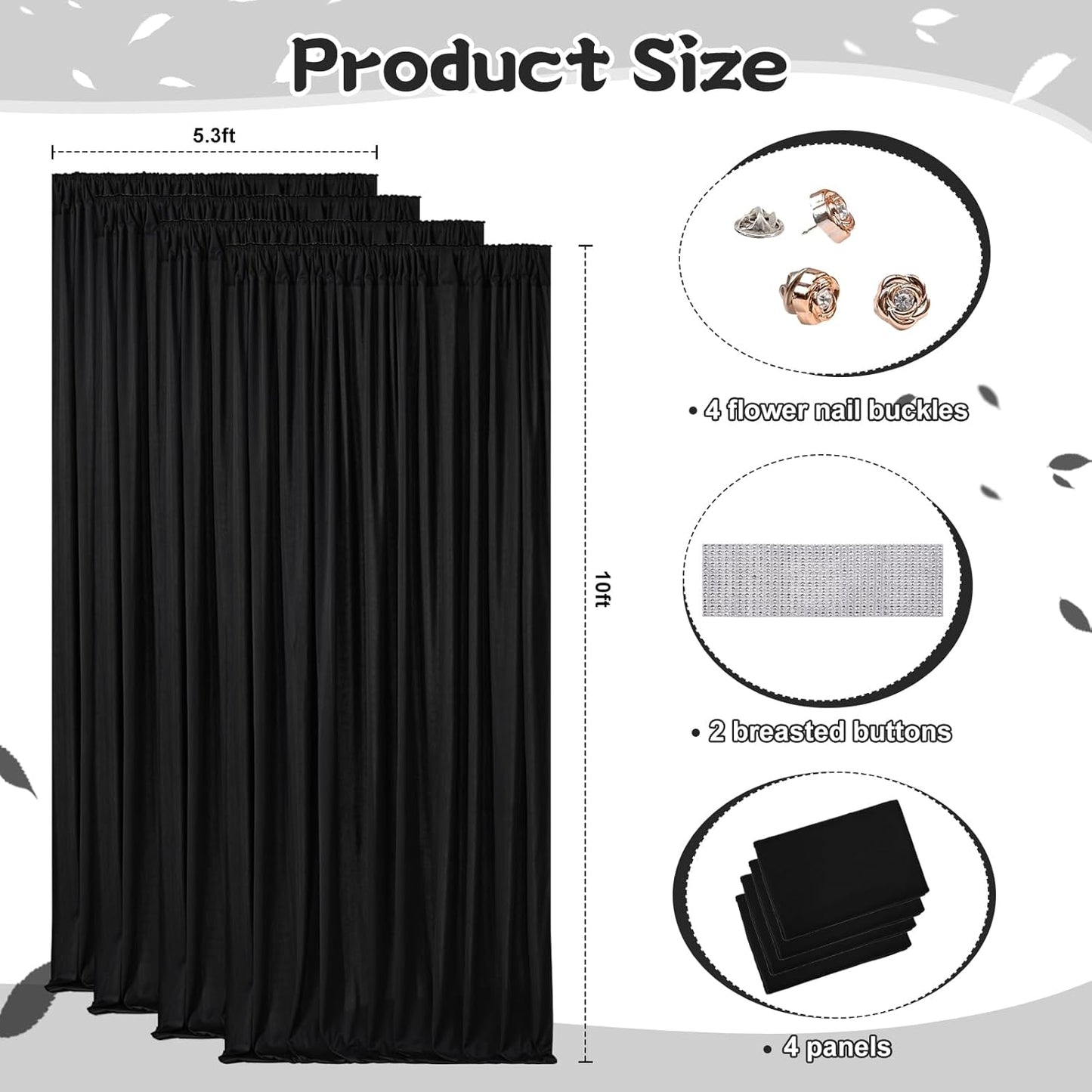 10.6x10Ft White Backdrop Curtain Parties Photo Curtains Backdrop Drapes Fabric for Wedding Birthday Baby Shower Decorations