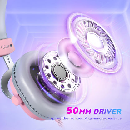 Fifine PC Gaming Headset with USB/3.5mm Jack for Laptop Computer, Over Ear Wired Headphones with 7.1 Surround Sound, Detachable Microphone, Volume Control, Noise Cancelling for PS5/Xbox/Switch-H9