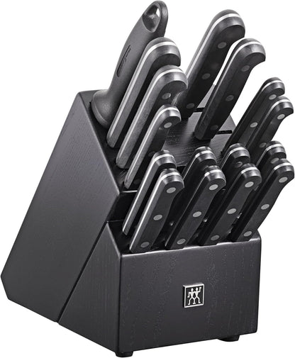 ZWILLING Gourmet 7-Piece Self Sharpening Block Set | Set Contains : 4" Paring | 6" Utility | 5" Tomato/Utility | 8" Bread | 8" Chef | Twin L Multi-Purpose Scissors