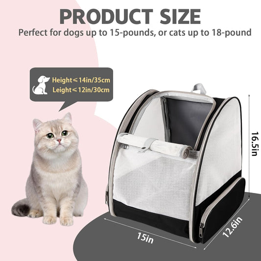 Cat Backpack Carrier,Pet Carrier Airline Approved for Small Dog Cat Puppy Kitten Bunny,Ventilated Mesh Design Animal Backpack for Hiking Camping Travel Bag (Black) - PuriLite