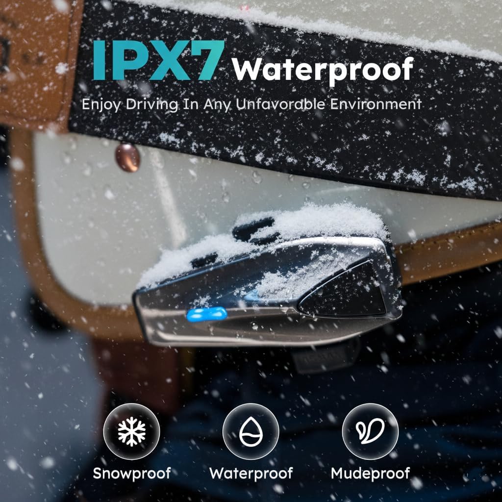 ASMAX S1 Mesh Motorcycle Bluetooth Headset – Smart Voice Control Helmet Intercom for 8 Riders, Bluetooth 5.4, Noise Cancellation, FM Radio, IPX7 Waterproof, Music Sharing & FOTA Update