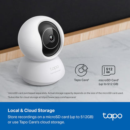 TP-Link Tapo 2K Pan/Tilt Indoor Security WiFi Camera, Baby & Pet Camera w/ 360° Motion Tracking, 2-Way Audio, Night Vision, Cloud & Local Storage (Up to 256 GB), Works w/Alexa & Google (Tapo C210P2)