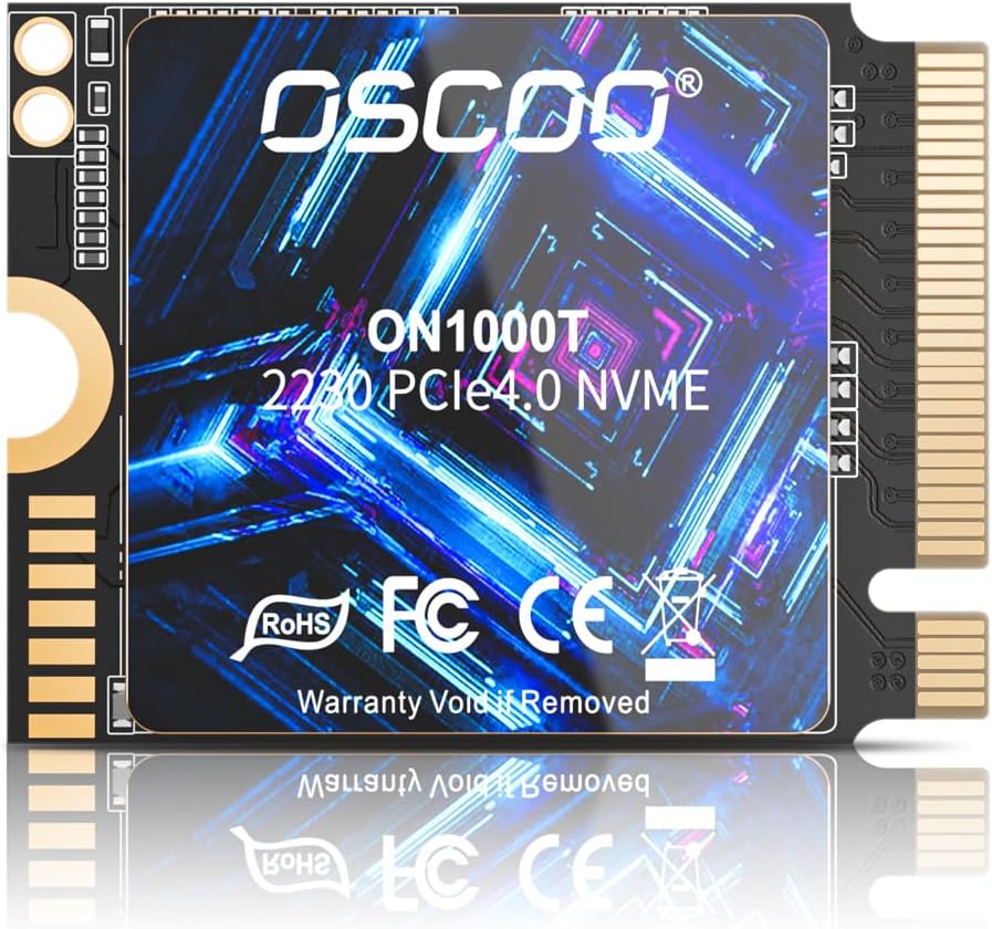 OSCOO 1TB NVMe SSD – M.2 2242 PCIe Gen4x4 Internal Solid State Drive, Up to 5400MB/s Read & 4900MB/s Write, 3D NAND, Compact High-Speed Storage for Ultrabooks, Mini PCs, Embedded Systems - ON1000B