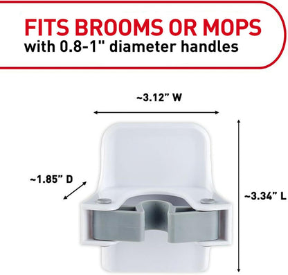 Command Broom and Mop Grippers Wall Hook, Damage Free Hanging Wall Mount Broom and Mop Holder, No Tools Household Cleaning Organizer for Living Spaces, 6 Hangers and 16 Command Strips