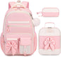 DIGOBAY Backpack for Girls, 3PCS Girls Backpack with Lunch Bag Pencil Case, Kids Backpack for Kindergarten Elementary School