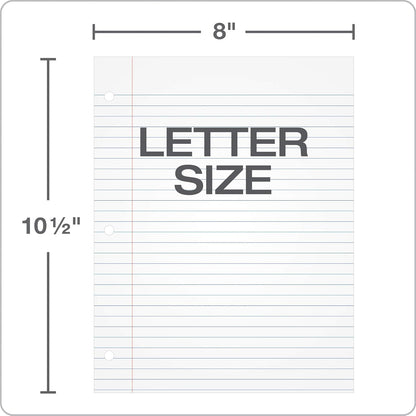 Oxford Filler Paper, 8" x 10-1/2" Wide Ruled Paper, 3 Hole Punch, Loose Leaf Notebook Paper for 3 Ring Binders, 500 Sheets, White, for School, Office