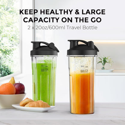 Smoothie Blender Syvio 600W,Juice and Shakes,Personal Blender with 2 Speed Control, Mini Blender with 2 BPA-Free 20 Oz Portable Blender Cups,Nutritious Recipe,Personal Blenders for Smoothies Shake