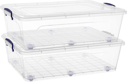 Superio Storage Bins with Lids- 3 Pack, 1.85 Qt Clear Boxes for Organizing, Stackable Plastic Containers- BPA Free, Non-Toxic, Odor Free, Organizer for Home, Office, Dorm
