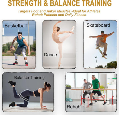 Ankle Balance Board 3 Optional Levels, Wooden Ankle Strengthener with Physical Therapy Guide for Plantar Fasciitis Relief, Achilles Pain, Posture Corrector, Foot Stretcher, Balance Training