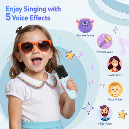 Karaoke Machine, Portable Bluetooth Karaoke Speaker with 2 Wireless Microphones and Party Lights for Kids and Adults, Birthday Gifts for Girls Boys Family Home Party (Beige2)