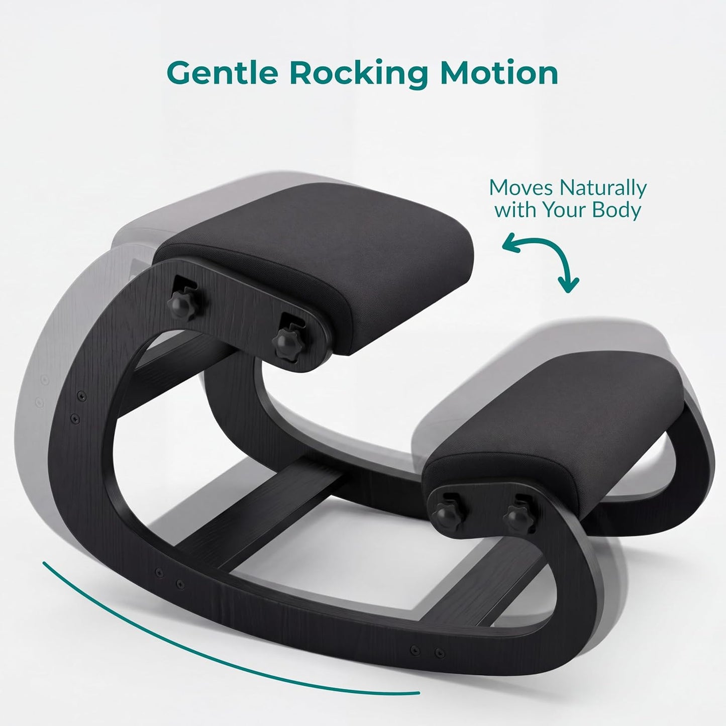 NYPOT Ergonomic Kneeling Chair with Adjustable Seat – Rocking Wooden Desk Stool for Home Office and Standing Desks – Modern Active Sitting Chair (Black)