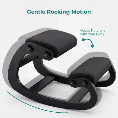 NYPOT Ergonomic Kneeling Chair with Adjustable Seat – Rocking Wooden Desk Stool for Home Office and Standing Desks – Modern Active Sitting Chair (Black)