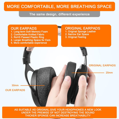 HS60 Earpads, GVOEARS Replacement Ear Pads Cushion for Corsair HS70 HS60 HS50, Softer Durable Knitted Gaming Headset Noise Isolation Earpads (Grey)